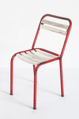 Iron and Wood Chairs in the Style of Tolix, France, 1950s, Set of 4-ZFJ-1364593