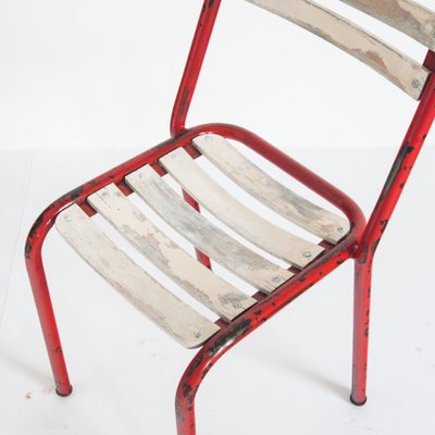 Iron and Wood Chairs in the Style of Tolix, France, 1950s, Set of 4-ZFJ-1364593