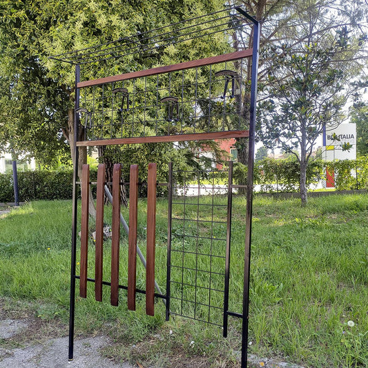 Iron and Wood Hall Coat Rack with Hat Box, Denmark, 1960s