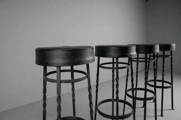 Iron Bar Stools, 1950s, Set of 5-KQB-1425180