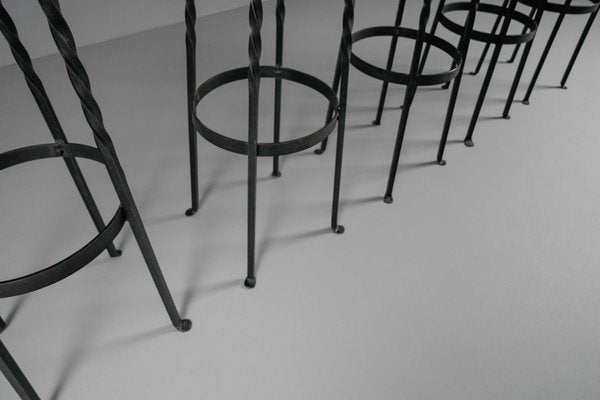 Iron Bar Stools, 1950s, Set of 5-KQB-1425180