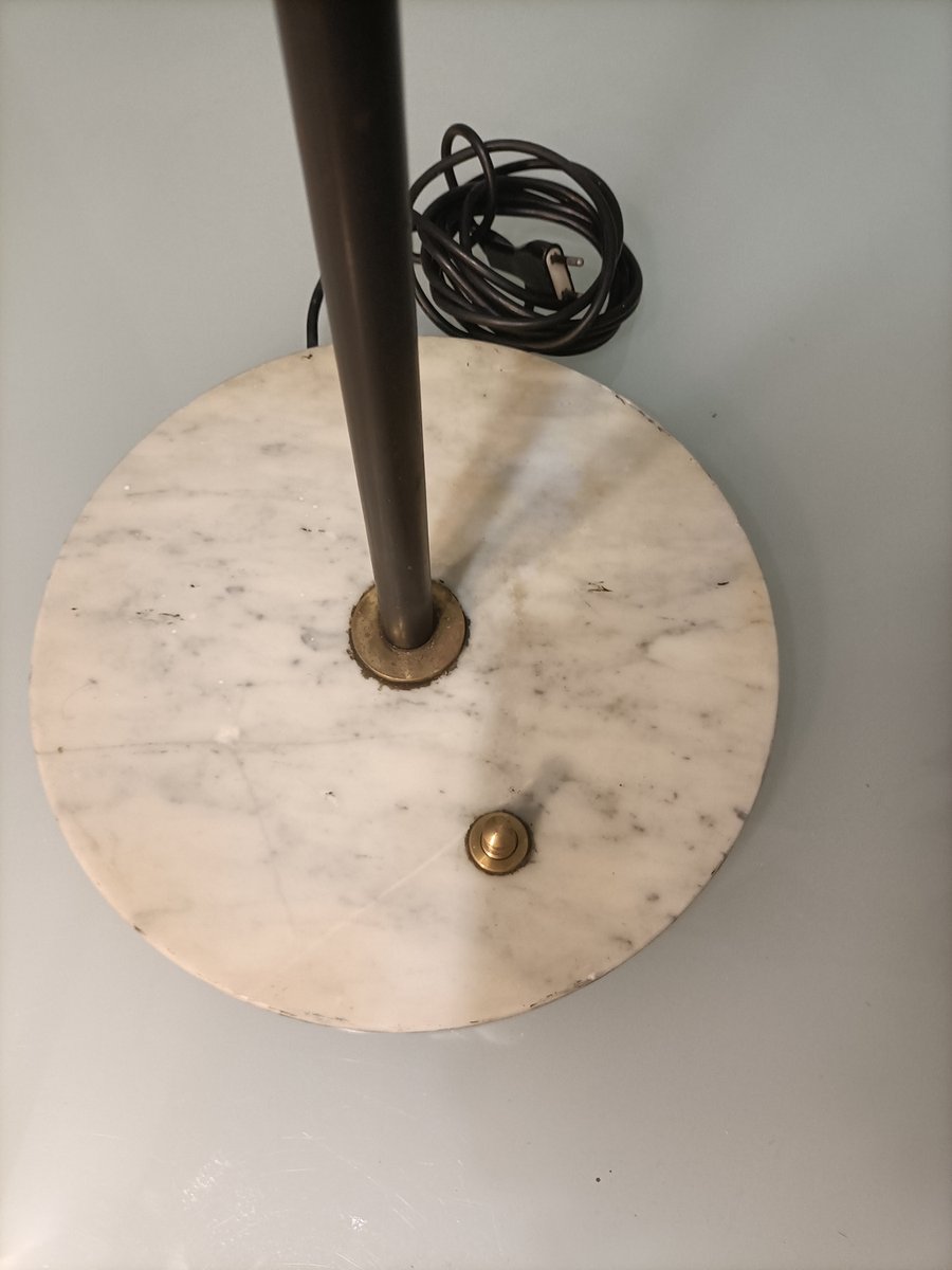 Iron, Brass & Marble Floor Lamp by Alberello Galassia for Stilnovo, 1950s