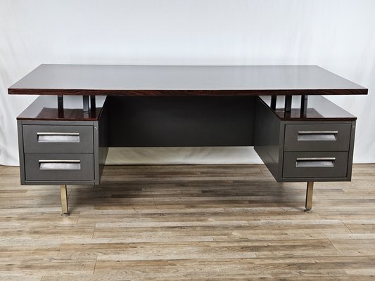 Iron Desk with Rosewood Laminate Top from Mobiltecnica Turin, Italy, 1970s-ZUW-1718598