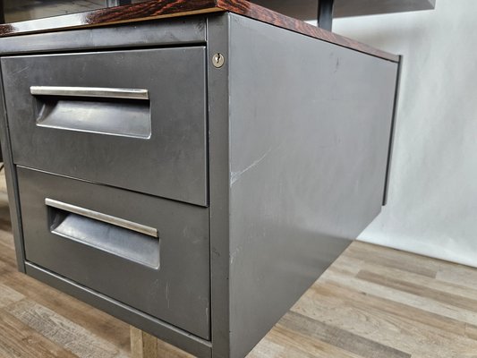 Iron Desk with Rosewood Laminate Top from Mobiltecnica Turin, Italy, 1970s-ZUW-1718598