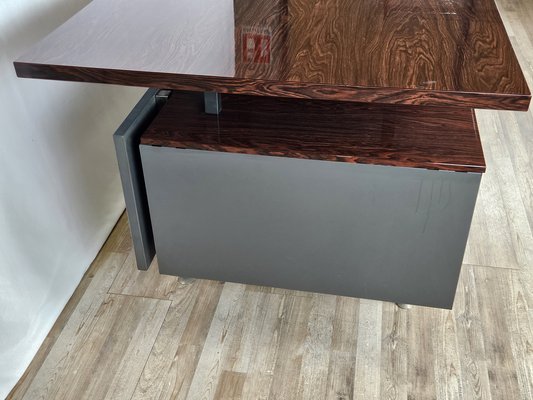 Iron Desk with Rosewood Laminate Top from Mobiltecnica Turin, Italy, 1970s-ZUW-1718598