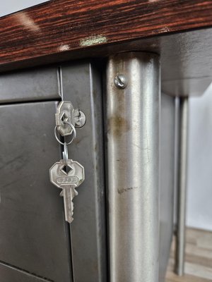 Iron Desk with Rosewood Laminate Top from Mobiltecnica Turin, Italy, 1970s-ZUW-1718595