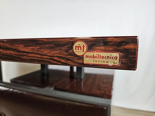 Iron Desk with Rosewood Laminate Top from Mobiltecnica Turin, Italy, 1970s-ZUW-1718598