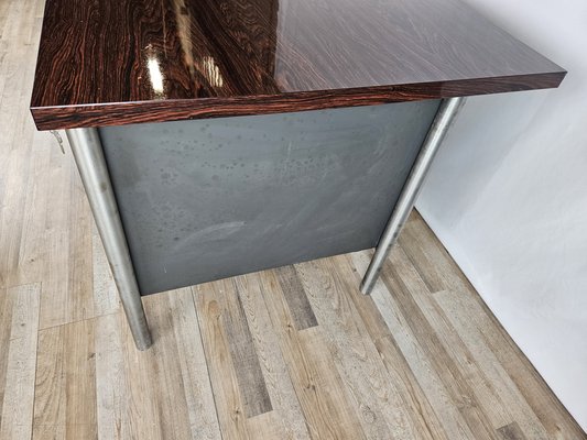 Iron Desk with Rosewood Laminate Top from Mobiltecnica Turin, Italy, 1970s-ZUW-1718595