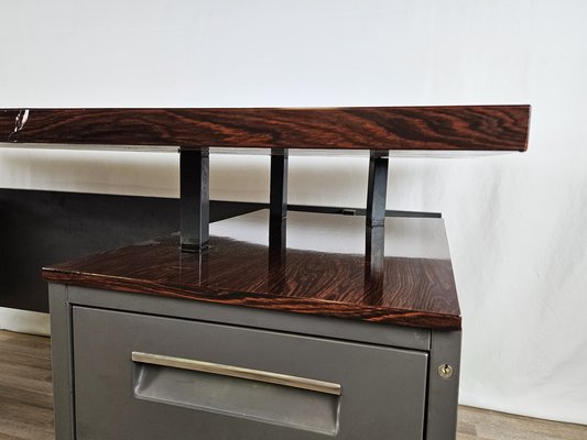 Iron Desk with Rosewood Laminate Top from Mobiltecnica Turin, Italy, 1970s-ZUW-1718598