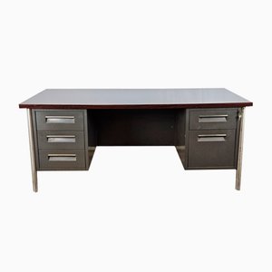 Iron Desk with Rosewood Laminate Top from Mobiltecnica Turin, Italy, 1970s-ZUW-1718595