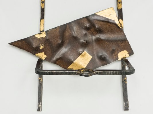 Iron & Gold Leaf Console Table by Jean-Jacques Argueyrolles, 1990s