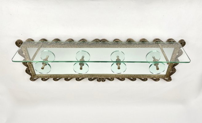 Iron Mirror Glass Coat Rack Stand by Pier Luigi Colli for Cristal Art, Italy, 1950s-LYQ-1171304