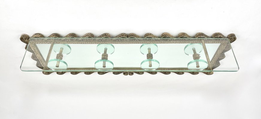 Iron Mirror Glass Coat Rack Stand by Pier Luigi Colli for Cristal Art, Italy, 1950s-LYQ-1171304