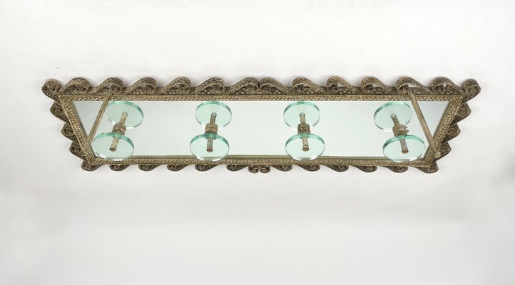 Iron Mirror Glass Coat Rack Stand by Pier Luigi Colli for Cristal Art, Italy, 1950s-LYQ-1171304