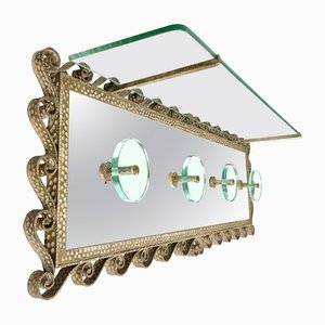 Iron Mirror Glass Coat Rack Stand by Pier Luigi Colli for Cristal Art, Italy, 1950s-LYQ-1171304