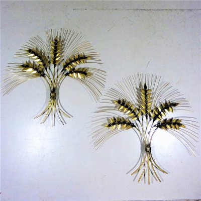 Iron Wheatsheaf Wall Decorations from Curtis Jere, 1960s, Set of 2-TU-592773