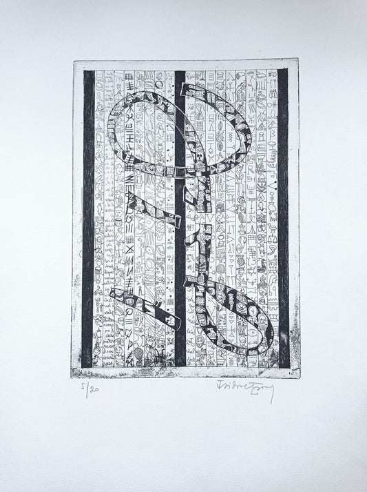 Isidore Isou, Lettrist Composition, 1980s, Original Etching