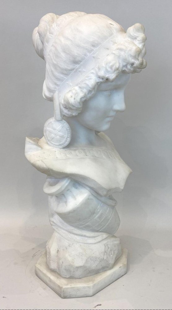 Isidore Loli, Sculpture of a Bust, Carrara Marble, 19th Century