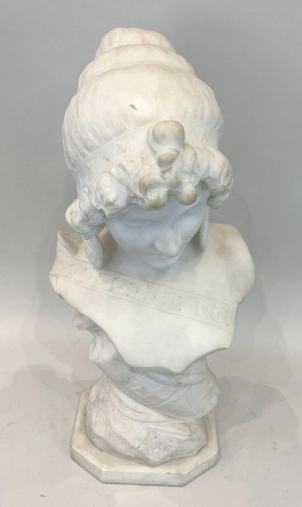 Isidore Loli, Sculpture of a Bust, Carrara Marble, 19th Century