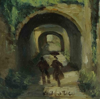 Isidore Odorico, Into the Tunnel, Original Oil Painting, Early 20th Century-ZCI-1364174