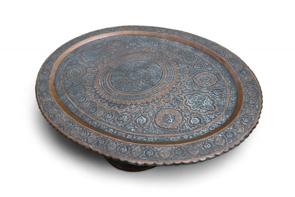 Islamic Ottoman Copper Table Tray, 1900s-UZN-1729623