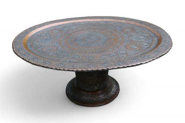 Islamic Ottoman Copper Table Tray, 1900s-UZN-1729623