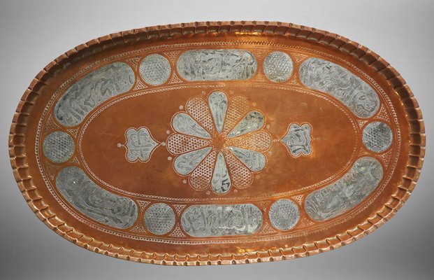 Islamic Ottoman with Copper Table Tray, 1950s-UZN-1394046