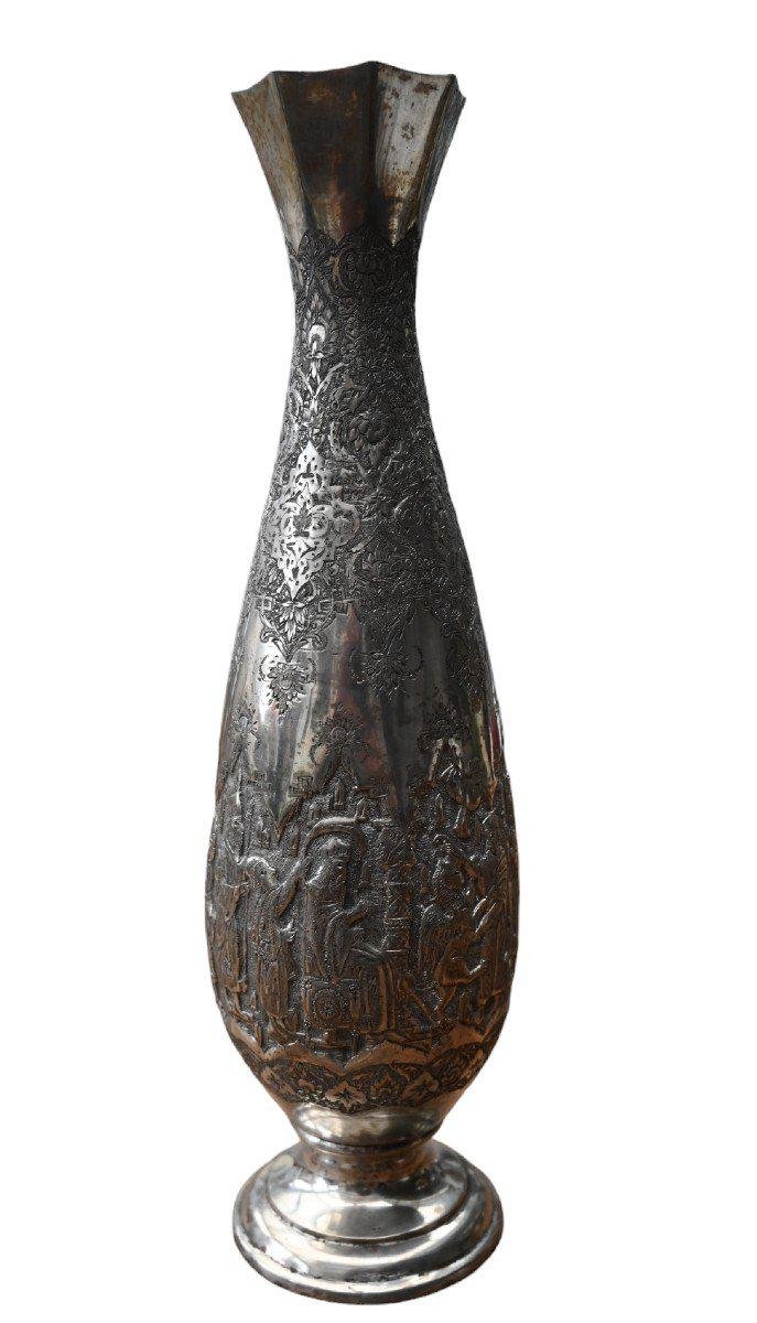 Islamic Qajar Indo-Persian Silver Vase