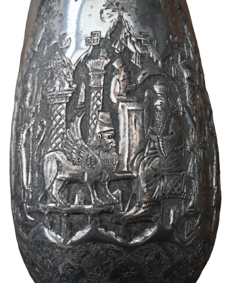 Islamic Qajar Indo-Persian Silver Vase