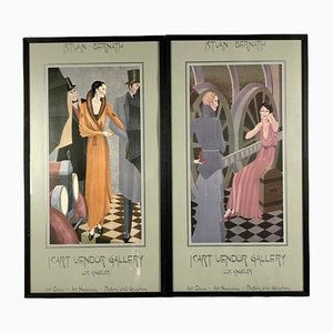 Istvan Bernath, Los Angeles, 1980s, Art Deco Lithographs, Framed, Set of 2-TXN-1245269