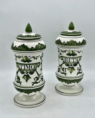 Italain Ceramic Pharmacy Pots from Fantoni, 1950s, Set of 2-XXA-1089710