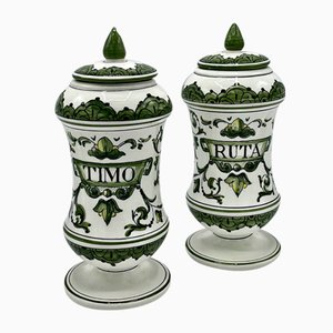 Italain Ceramic Pharmacy Pots from Fantoni, 1950s, Set of 2-XXA-1089710