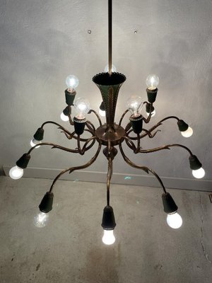 Italian 15-Armed Sputnik Chandelier in Brass, Italy, 1950s-RDS-1453400