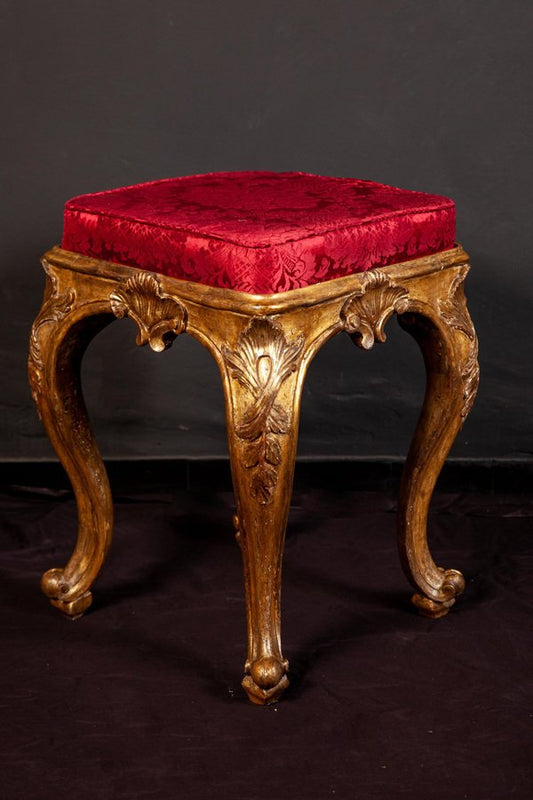 Italian 18th Century Gilt-Wood Stools, 1750s, Set of 2