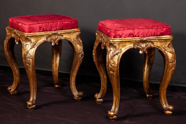 Italian 18th-Century Giltwood Stool, 1750