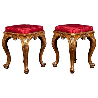 Italian 18th-Century Giltwood Stool, 1750-MBH-1032675