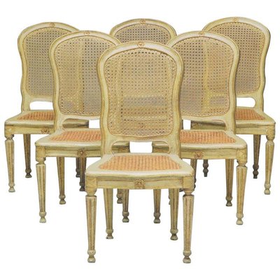 Italian 18th Century Painted and Parcel-Gilt Chairs, Set of 6-MBH-1032115