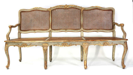 Italian 18th Century Parcel-Gilt and Painted Canape