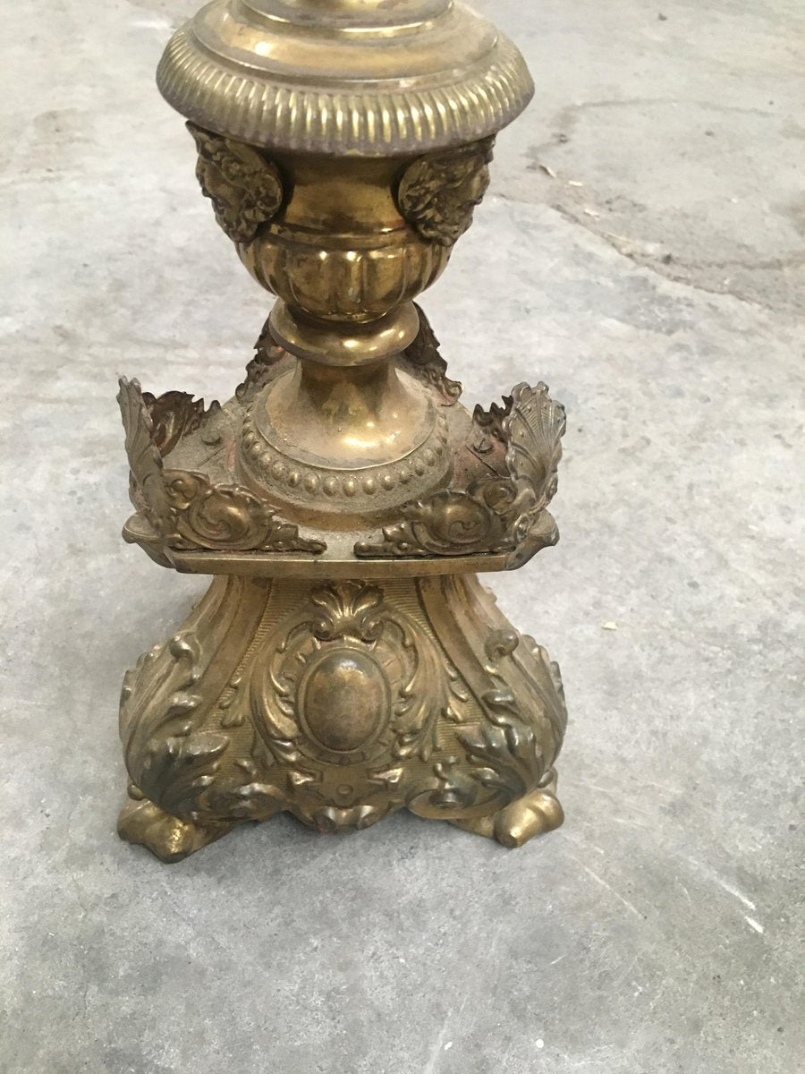 Italian 19th Century Brass Candle Holders, Set of 2