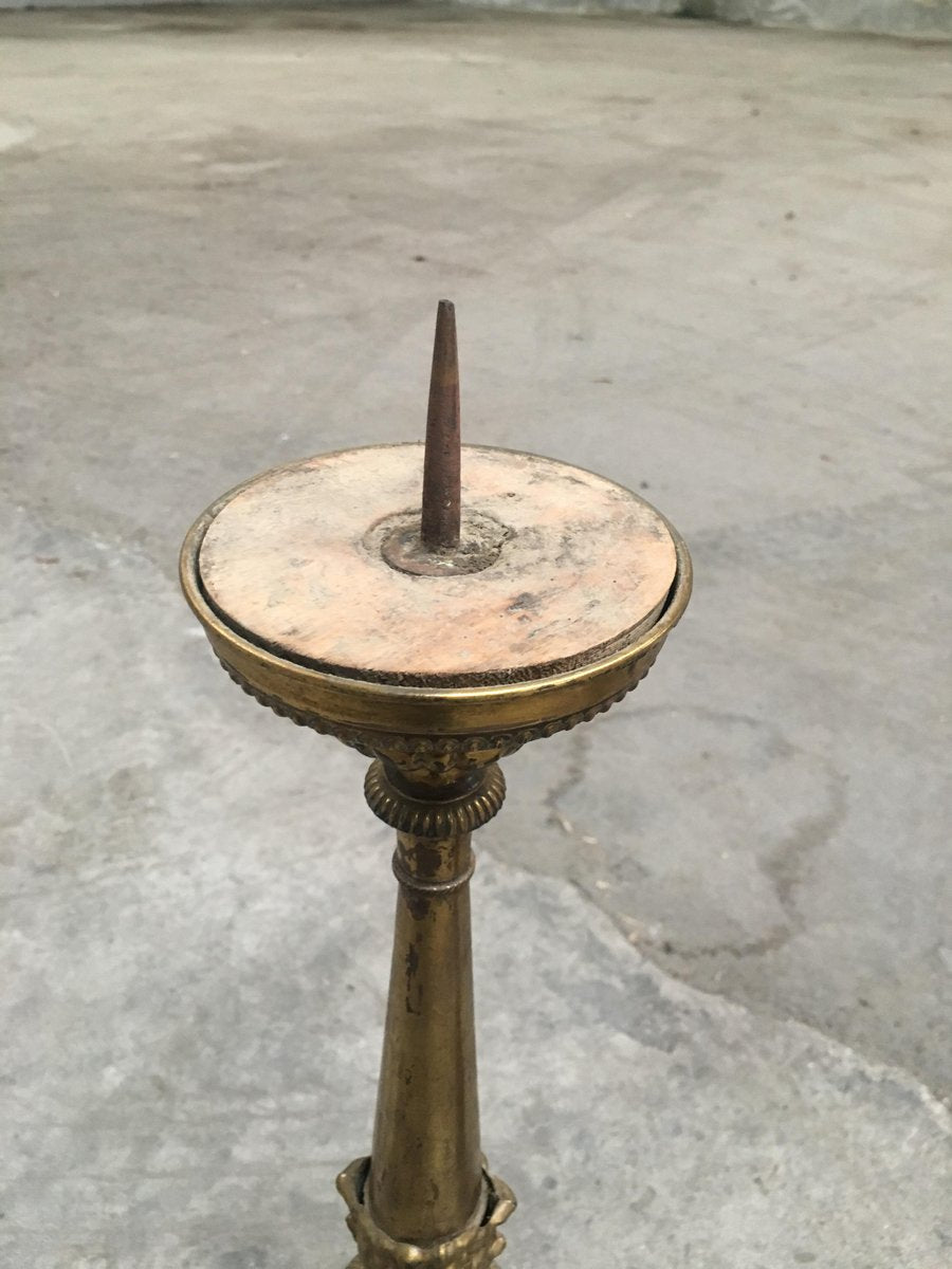 Italian 19th Century Brass Candle Holders, Set of 2