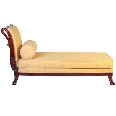 Italian 19th Century Mahogany Swan Neck Chaise Lounge, 1820s-MBH-1032167