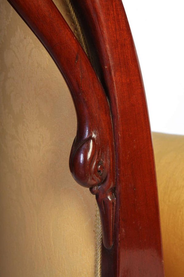 Italian 19th Century Mahogany Swan Neck Chaise Lounge, 1820s