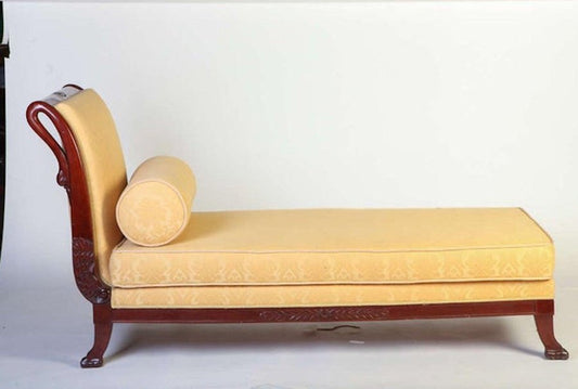 Italian 19th Century Mahogany Swan Neck Sofa or Chaise Longue, 1820s