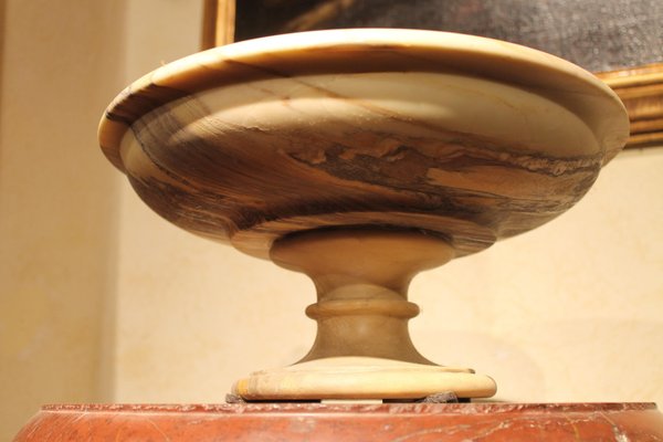 Italian 19th Century Neoclassical Marble Bowl on Pedestal or Tazza Centerpiece-AXE-1433406