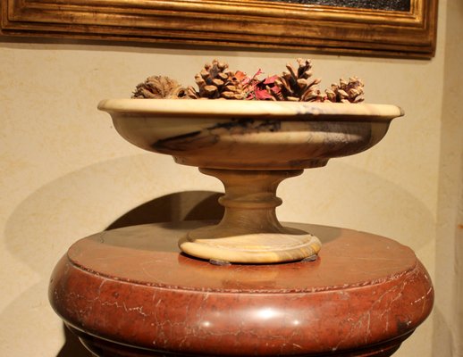 Italian 19th Century Neoclassical Marble Bowl on Pedestal or Tazza Centerpiece-AXE-1433406