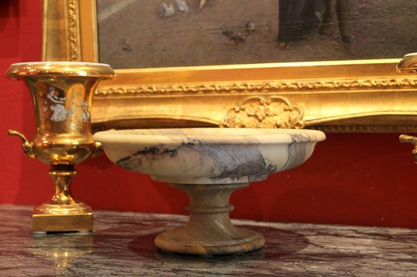 Italian 19th Century Neoclassical Marble Bowl on Pedestal or Tazza Centerpiece-AXE-1433406