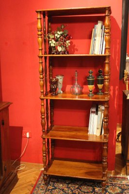 Italian 19th Century Regency Style Rustic Walnut Open Shelves Bookcase-AXE-1437430