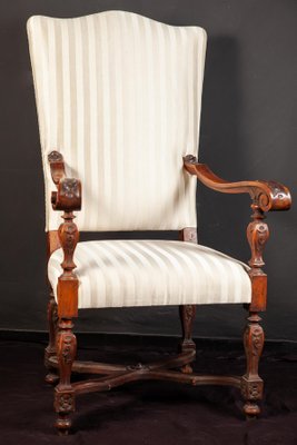 Italian 19th Century Walnut Carved Armchairs, Set of 2-MBH-1032023