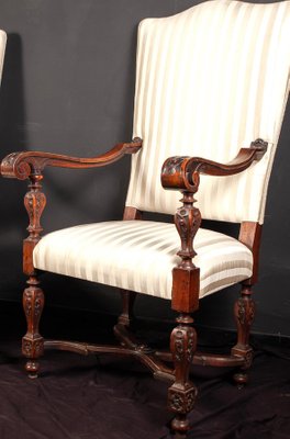 Italian 19th Century Walnut Carved Armchairs, Set of 2-MBH-1032023