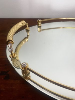 Italian 24-Karat Gold Plated and Brass Tray with Mirror, 1980s-WZZ-1768344